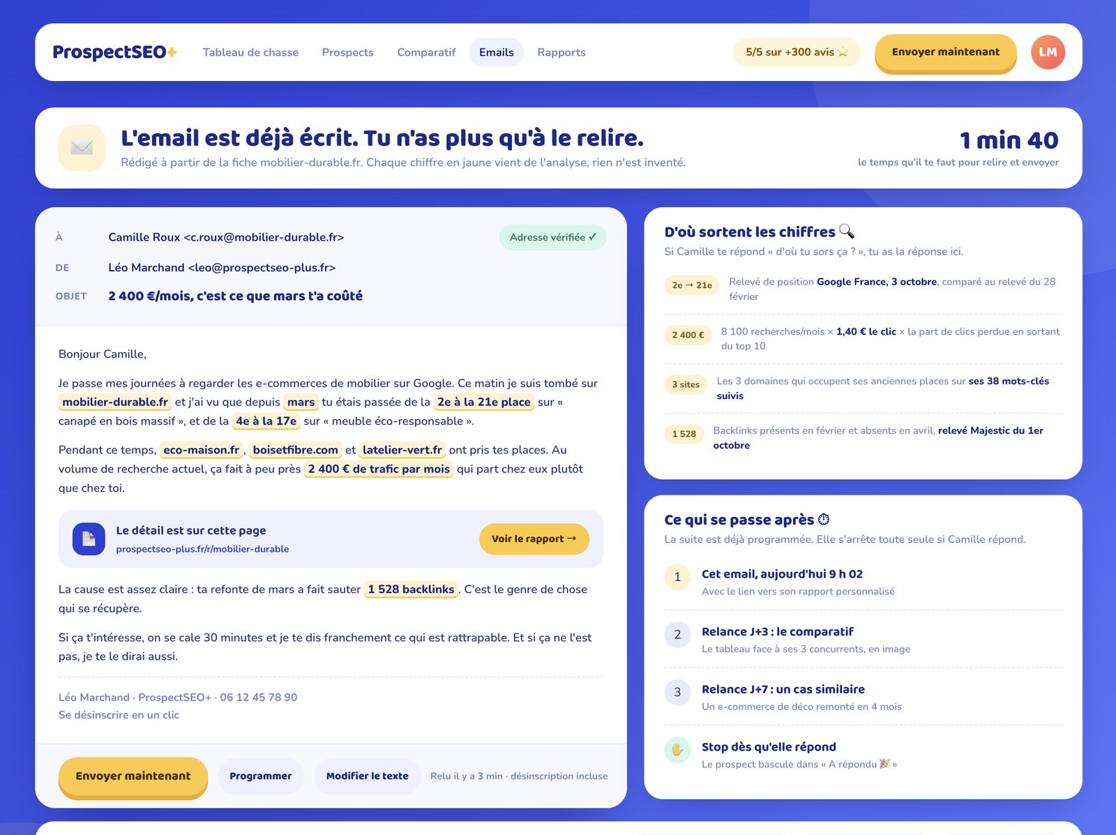 L'email est déjà écrit, avec les sources